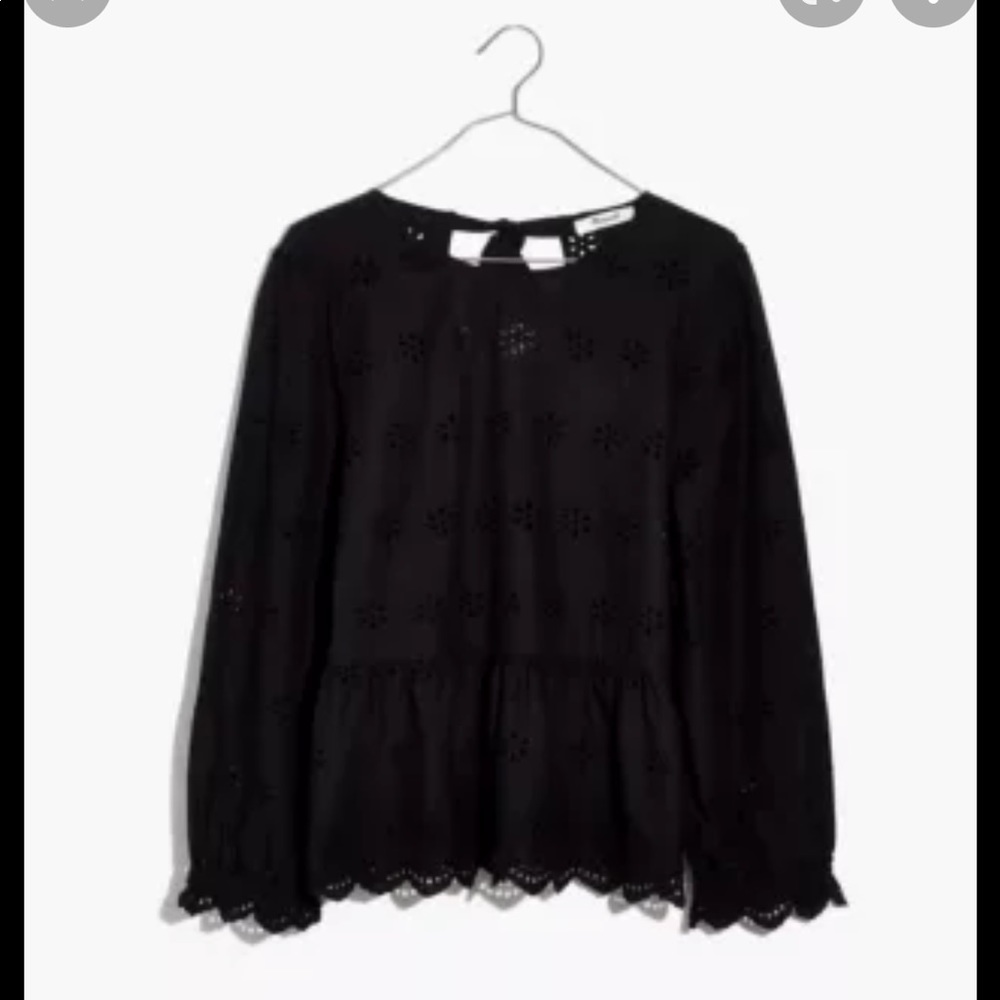 Madewell keyhole eyelet top. Black size 2XL